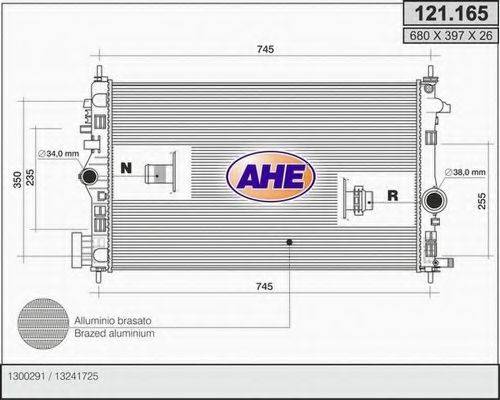 AHE 121165 Радіатор, охолодження двигуна