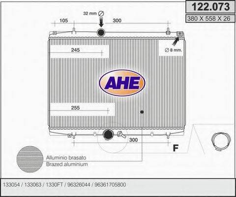 AHE 122073 Радіатор, охолодження двигуна