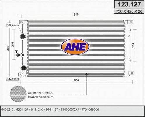 AHE 123127 Радіатор, охолодження двигуна