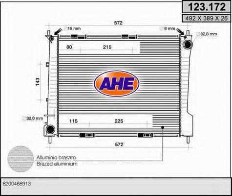 AHE 123172 Радіатор, охолодження двигуна