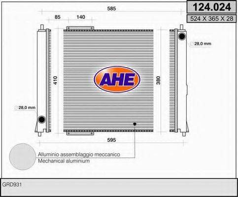 AHE 124024 Радіатор, охолодження двигуна