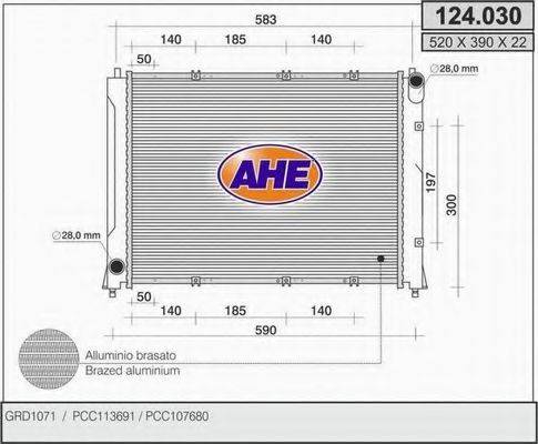 AHE 124030 Радіатор, охолодження двигуна