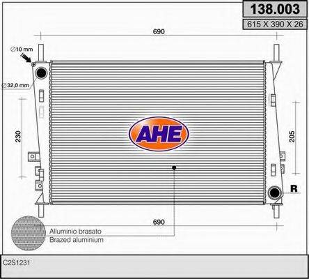 AHE 138003 Радіатор, охолодження двигуна