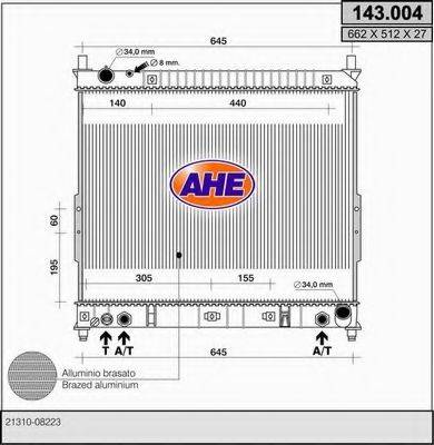 AHE 143004 Радіатор, охолодження двигуна