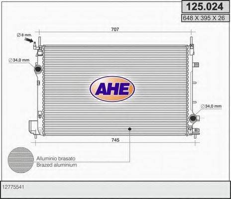 AHE 125024 Радіатор, охолодження двигуна