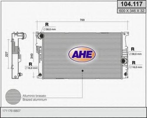 AHE 104117 Радіатор, охолодження двигуна