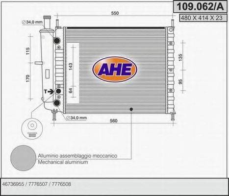 AHE 109062A Радіатор, охолодження двигуна