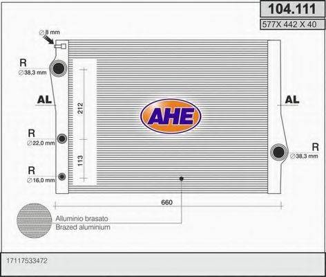 AHE 104111 Радіатор, охолодження двигуна