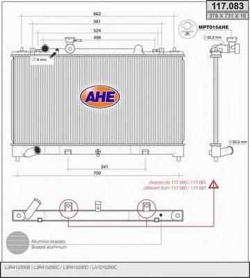 AHE 117083 Радіатор, охолодження двигуна