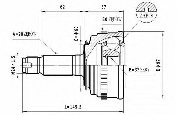 STATIM C424 Шарнірний комплект, приводний вал