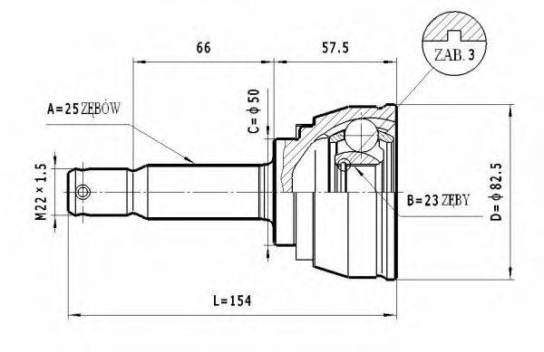 STATIM C454 Шарнірний комплект, приводний вал