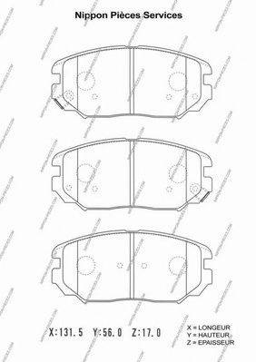 NPS H360I19 Комплект гальмівних колодок, дискове гальмо