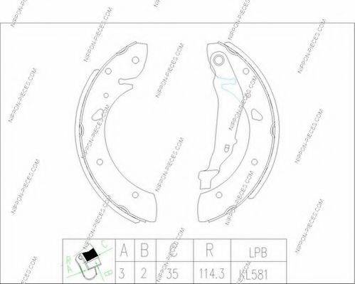 NPS T350A73 Комплект гальмівних колодок