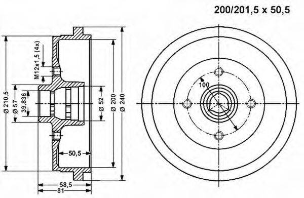 VEMA 800857 Гальмівний барабан