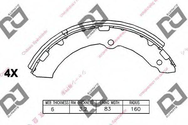 DJ PARTS BS1051 Комплект гальмівних колодок