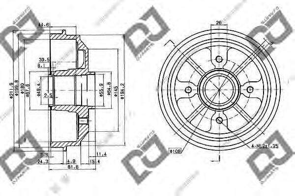 DJ PARTS BR1038 Гальмівний барабан