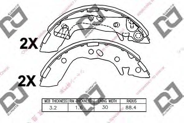 DJ PARTS BS1140 Комплект гальмівних колодок