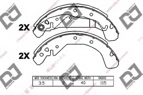 DJ PARTS BS1150 Комплект гальмівних колодок