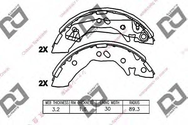 DJ PARTS BS1208 Комплект гальмівних колодок