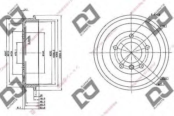 DJ PARTS BR1048 Гальмівний барабан