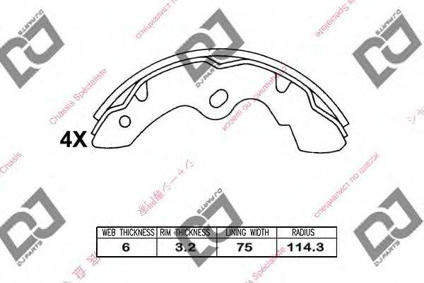 DJ PARTS BS1025 Комплект гальмівних колодок