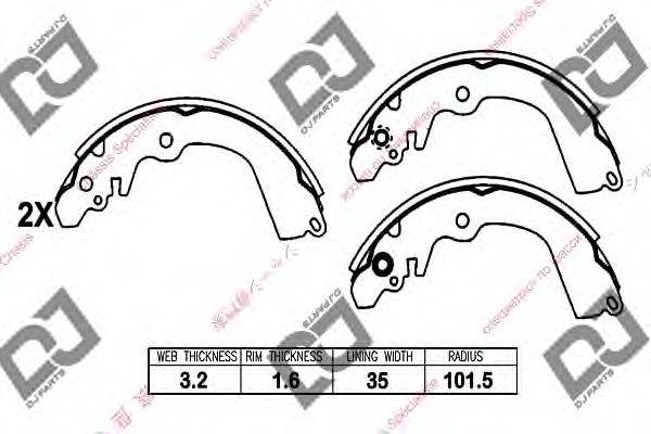 DJ PARTS BS1015 Комплект гальмівних колодок