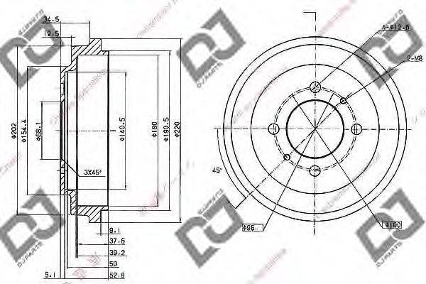 DJ PARTS BR1081 Гальмівний барабан