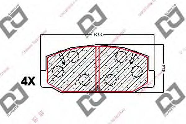 DJ PARTS BP1538 Комплект гальмівних колодок, дискове гальмо