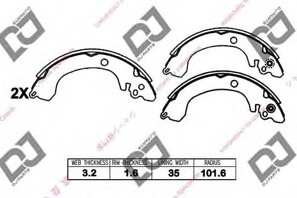 DJ PARTS BS1312 Комплект гальмівних колодок