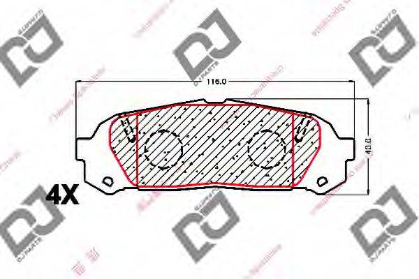 DJ PARTS BP1587 Комплект гальмівних колодок, дискове гальмо