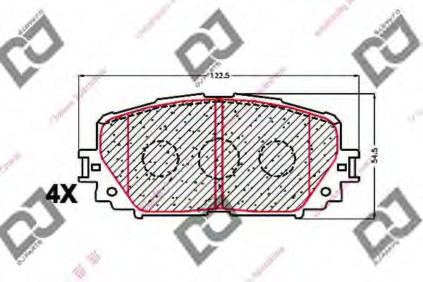 DJ PARTS BP1610 Комплект гальмівних колодок, дискове гальмо