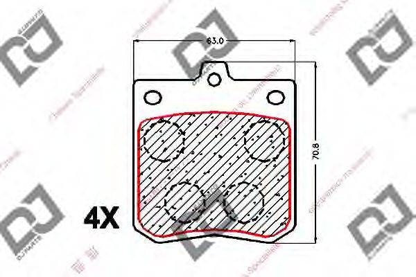 DJ PARTS BP1653 Комплект гальмівних колодок, дискове гальмо