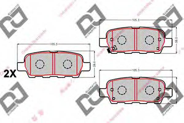 DJ PARTS BP2096 Комплект гальмівних колодок, дискове гальмо