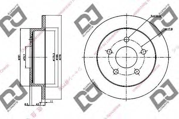 DJ PARTS BD1196 гальмівний диск