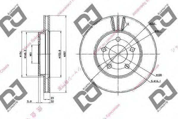 DJ PARTS BD1645 гальмівний диск