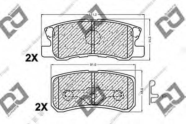 DJ PARTS BP1019 Комплект гальмівних колодок, дискове гальмо