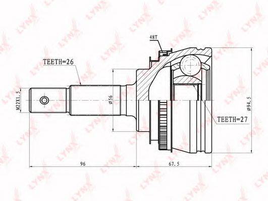 LYNXAUTO CO7584A Шарнірний комплект, приводний вал