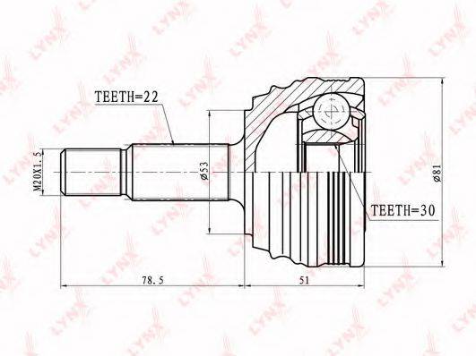 LYNXAUTO CO8014 Шарнірний комплект, приводний вал