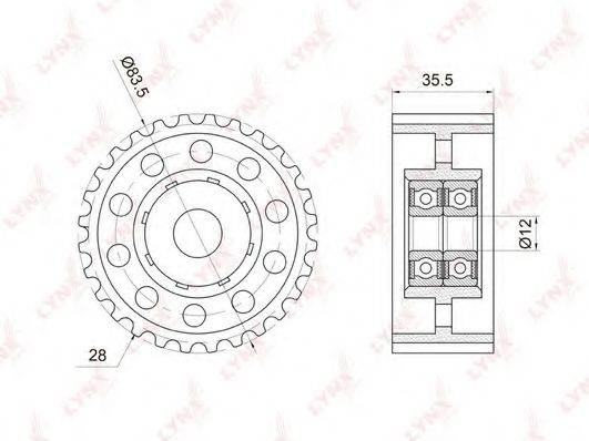 LYNXAUTO PB3038 Паразитний / Ведучий ролик, зубчастий ремінь