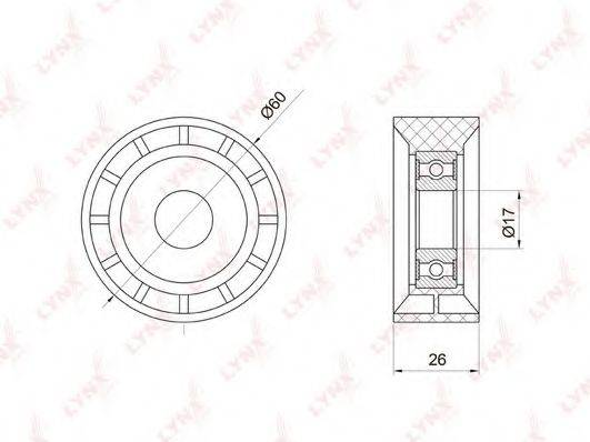 LYNXAUTO PB7027 Паразитний / провідний ролик, полікліновий ремінь