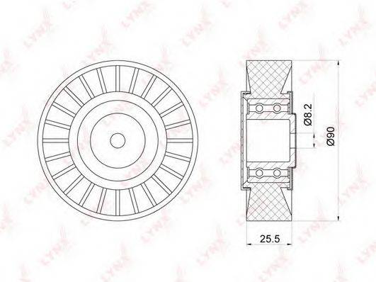LYNXAUTO PB7036 Паразитний / провідний ролик, полікліновий ремінь