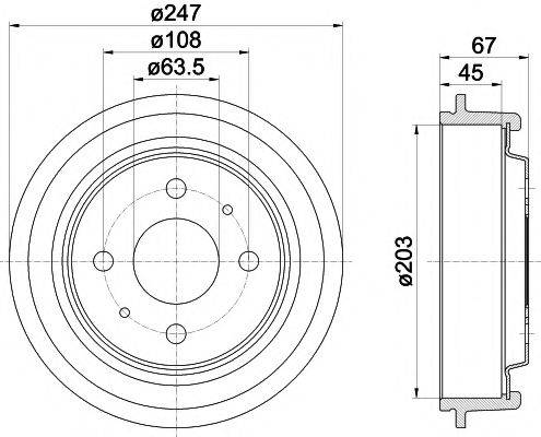 HELLA PAGID 8DT355300101 Гальмівний барабан