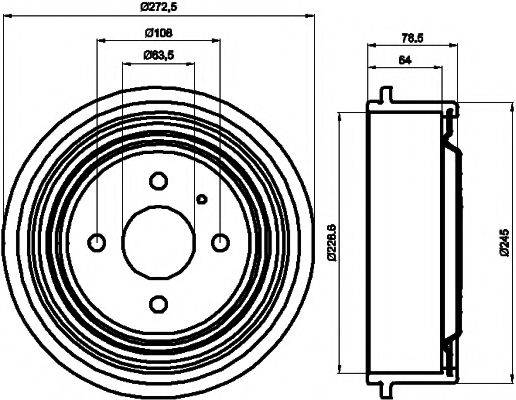 HELLA PAGID 8DT355300131 Гальмівний барабан