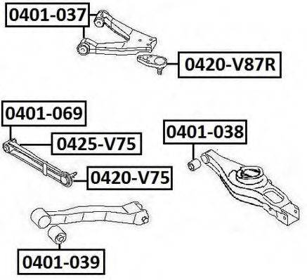 ASVA 0420V87R несучий / напрямний шарнір