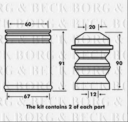 BORG & BECK BPK7025 Пилозахисний комплект, амортизатор