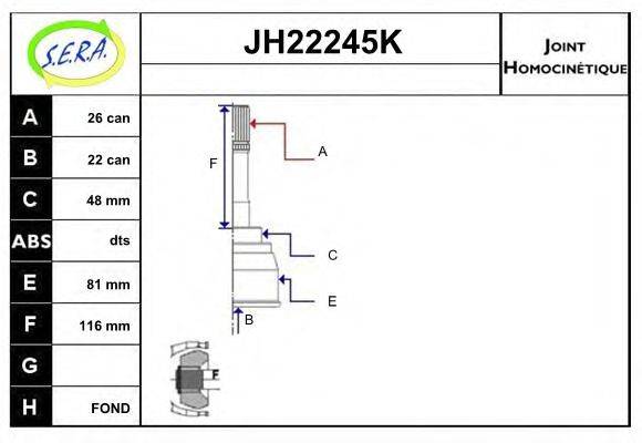 SERA JH22245K Шарнірний комплект, приводний вал