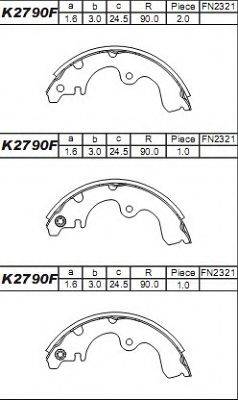 ASIMCO K2790F Комплект гальмівних колодок