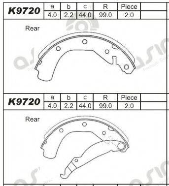 ASIMCO K9720 Комплект гальмівних колодок