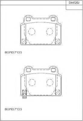 ASIMCO KD44520 Комплект гальмівних колодок, дискове гальмо