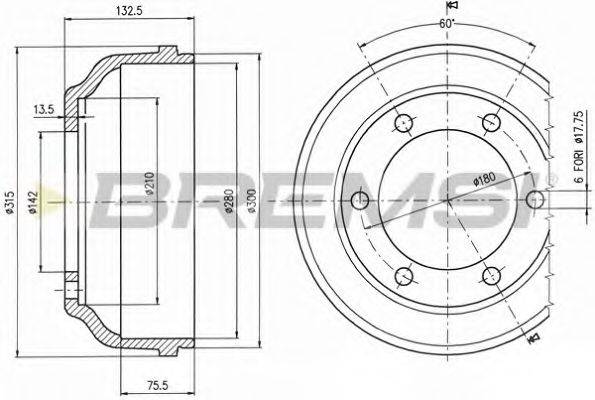 BREMSI DR5063 Гальмівний барабан